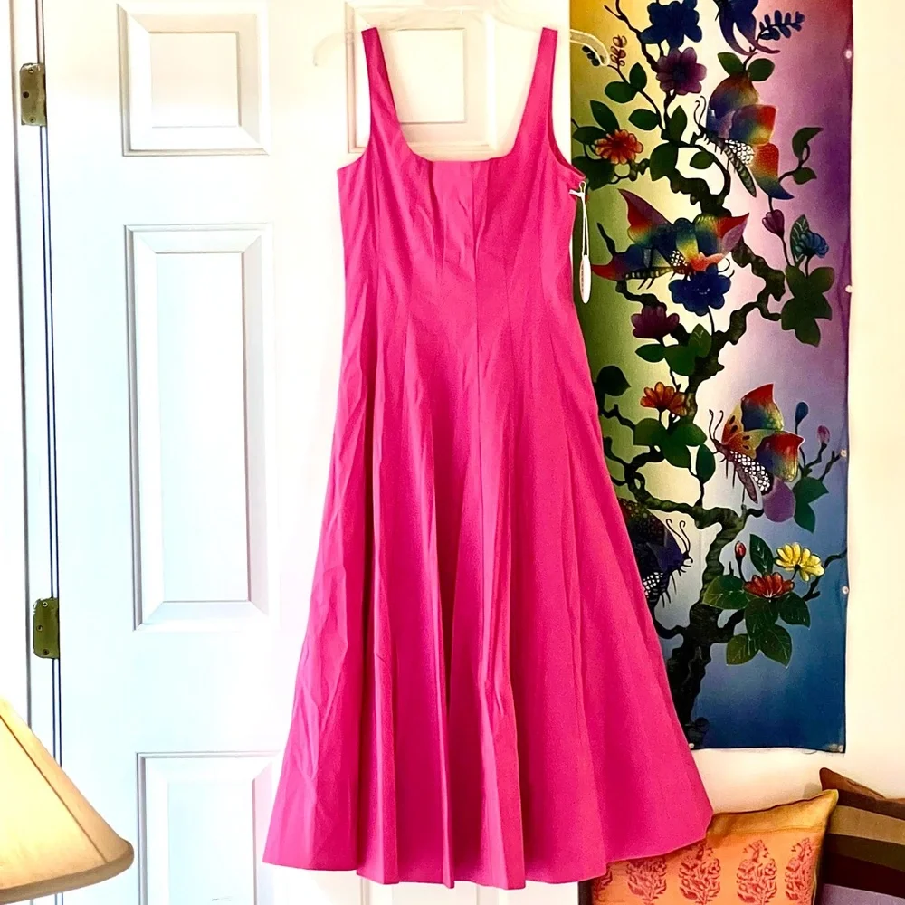 🌺🎉HP🎉🌺 NWT Staud Wells Midi Dress Peony - Picture 9 of 16